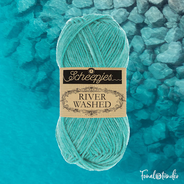 Scheepjes River Washed 952 Rhine - türkiz-szürke fonal