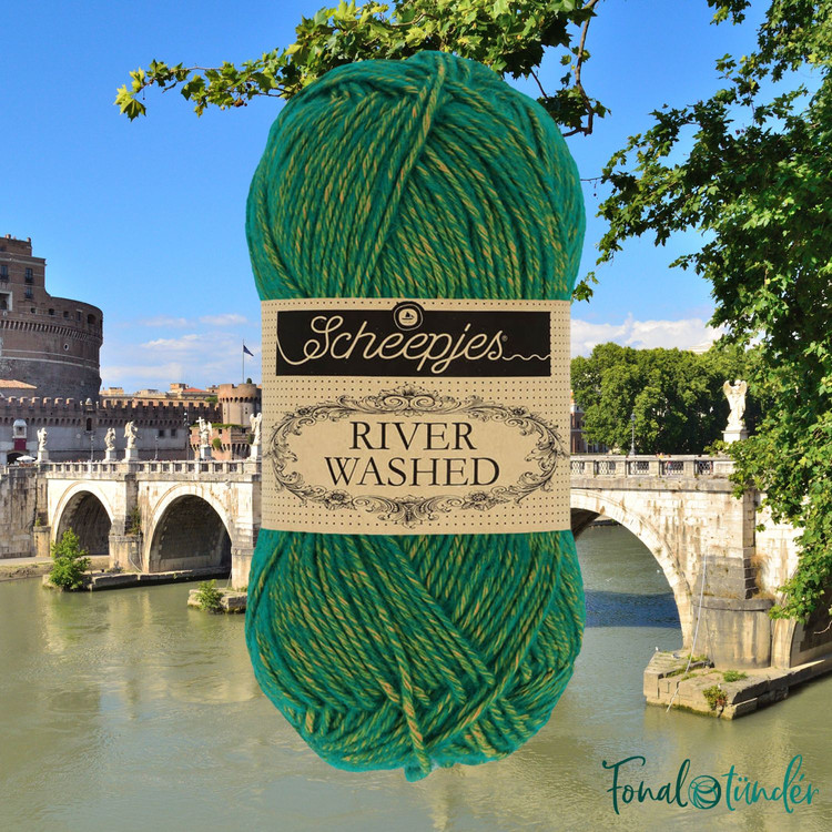 Scheepjes River Washed 955 Po - zöld-sárga