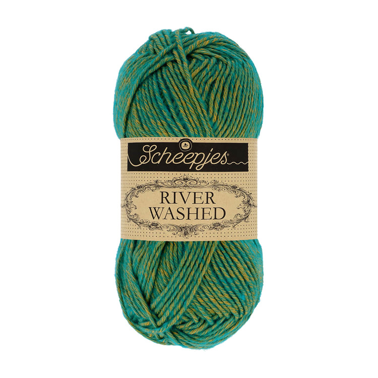 Scheepjes River Washed 958 Tiber - zöld-sárga-kék fonal