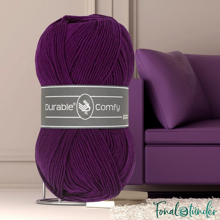 Durable Comfy 251 Aubergine - padlizsán lila mikroszálas akril fonal - acrylic yarn