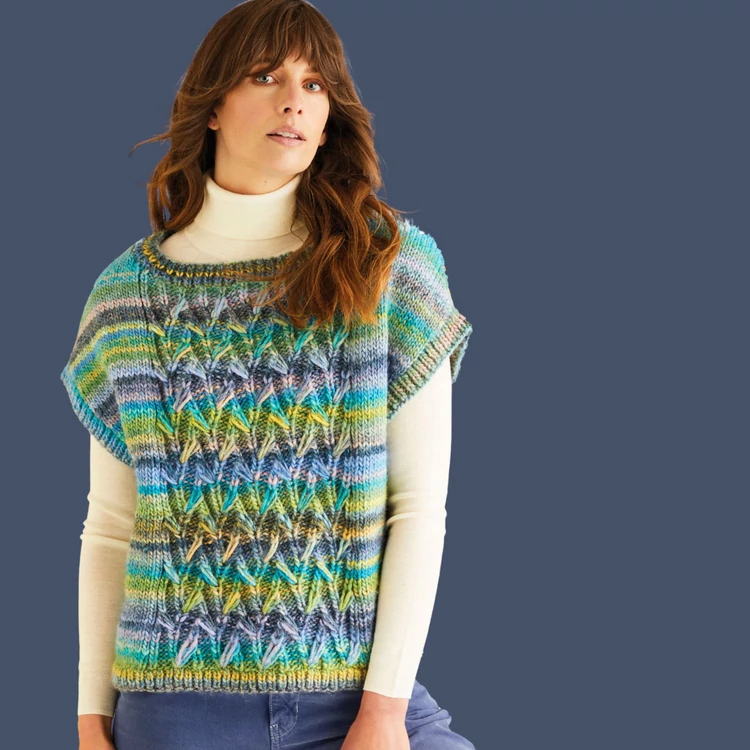 DMC Pirouette XL 1102 - kék-zöld-sárga - színváltós fonal - self-striping yarn