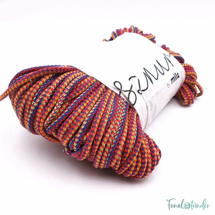 MILA Sznur cotton cord - multicolor red - pamut zsinórfonal - többszínű bordó - 5mm