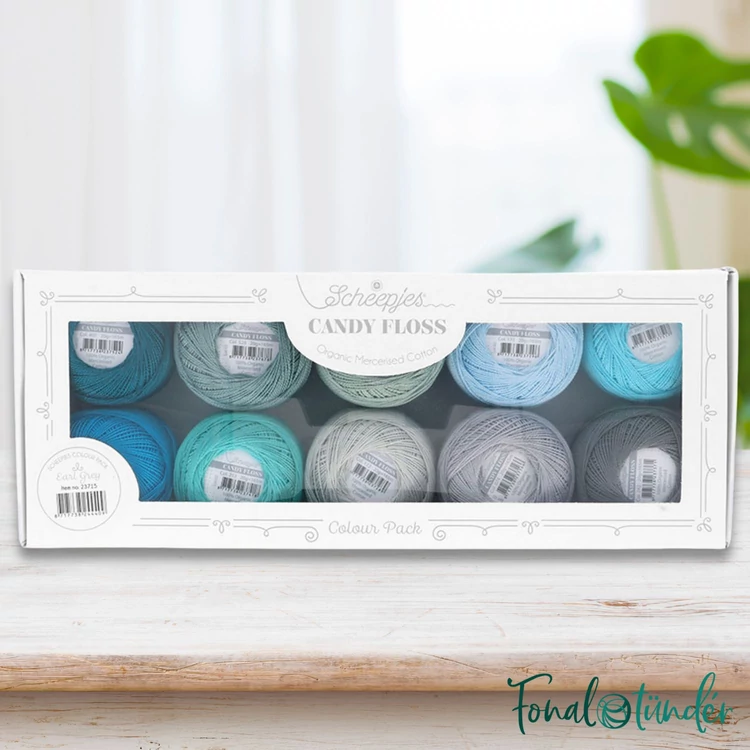 Scheepjes Candy Floss Colour Pack Earl Gray - hímzőfonal csomag - Kék-Szürke