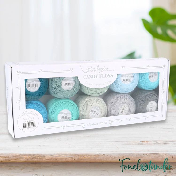 Scheepjes Candy Floss Colour Pack Earl Gray - hímzőfonal csomag - Kék-Szürke