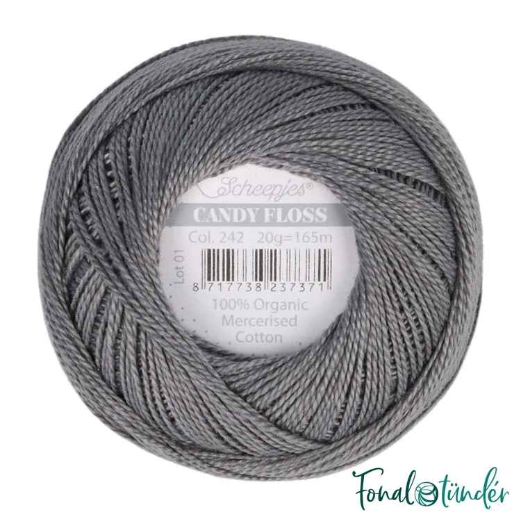 Scheepjes Candy Floss 242 - szürke pamut hímzőfonal  - cotton embroidery yarn