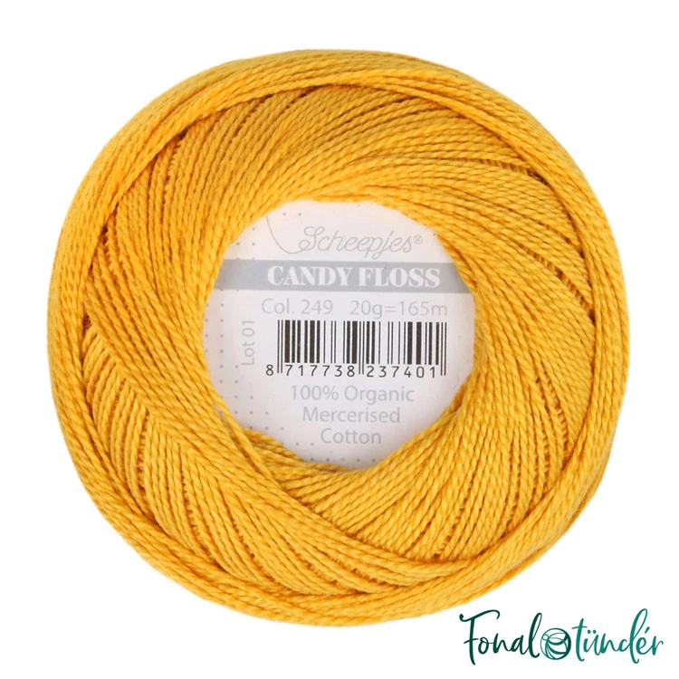 Scheepjes Candy Floss 249 - sáfránysárga pamut hímzőfonal  - cotton embroidery yarn