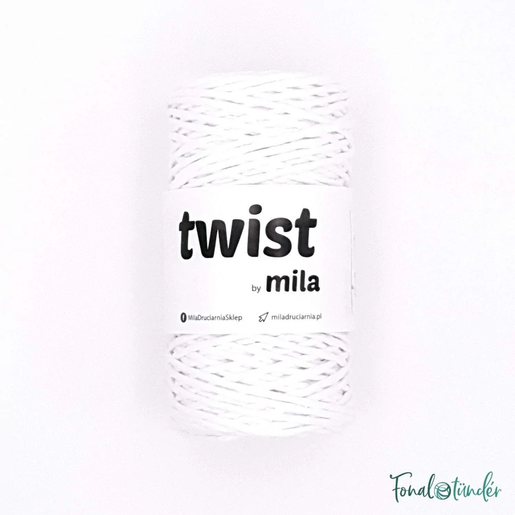 MILA Twist cotton cord - white - sodort pamut zsinórfonal - fehér - 3mm