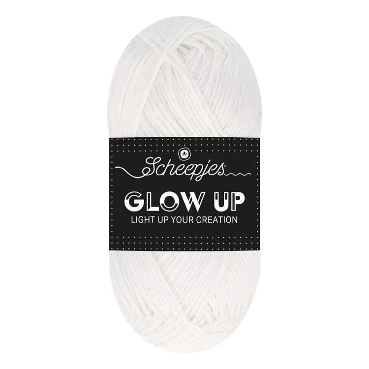 Scheepjes Glow Up - 1001 Luminescent White yarn - sötétben világító fonal - fehér-zöld