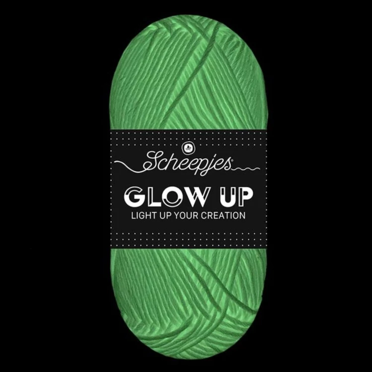 Scheepjes Glow Up - 1001 Luminescent White yarn - sötétben világító fonal - fehér-zöld