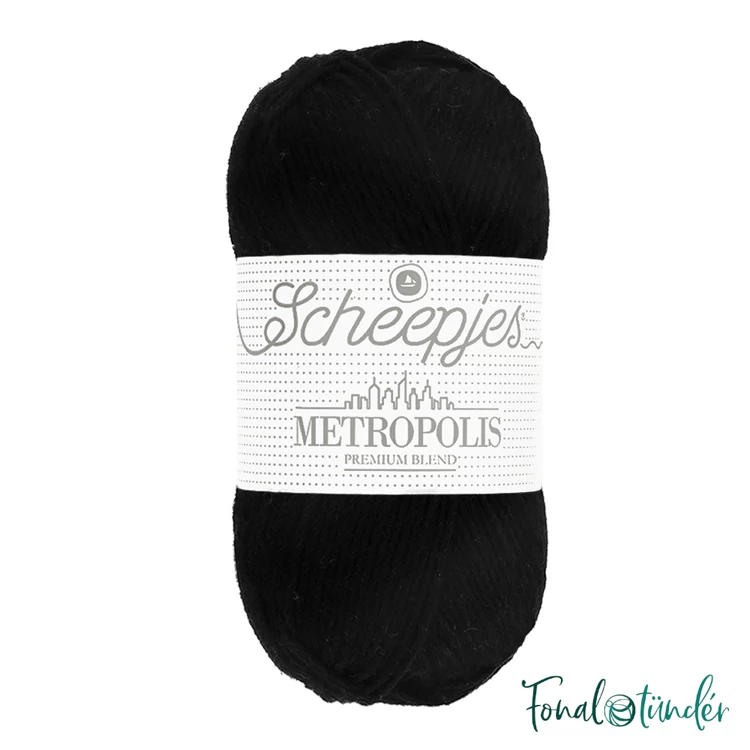 Scheepjes Metropolis 080 Hamburg - fekete gyapjú fonal - black wool yarn