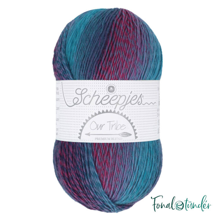 Scheepjes Our Tribe 976 - A boy and bunting - kék-pink - gyapjú fonal - blue-pink wool yarn