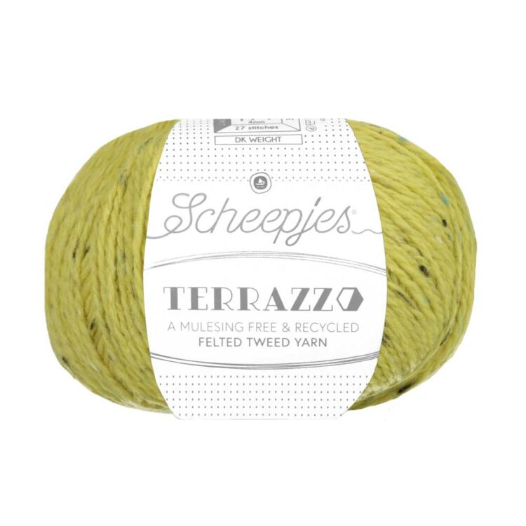 Scheepjes Terrazzo 701 Girasole - napsárga gyapjú fonal - yellow tweed wool yarn
