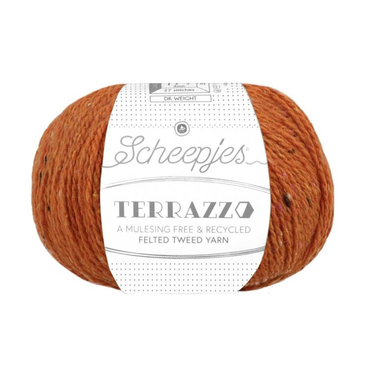 Scheepjes Terrazzo 715 Mandarino - narancssárga gyapjú fonal - orange tweed wool yarn