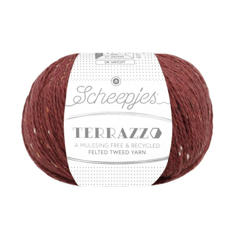 Scheepjes Terrazzo 717 Espresso - vöröses barna gyapjú fonal - brown-red tweed wool yarn