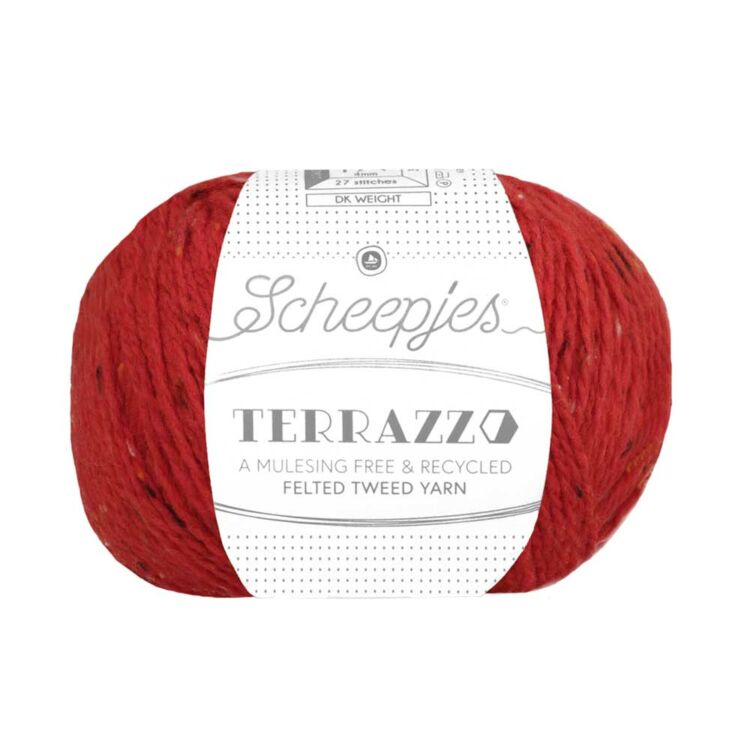 Scheepjes Terrazzo 718 Scarlatto - skarlátvörös gyapjú fonal - red tweed wool yarn
