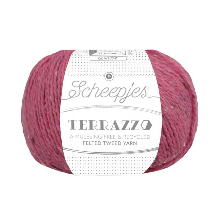 Scheepjes Terrazzo 722 Anguria - sötétrózsaszín gyapjú fonal - pink tweed wool yarn