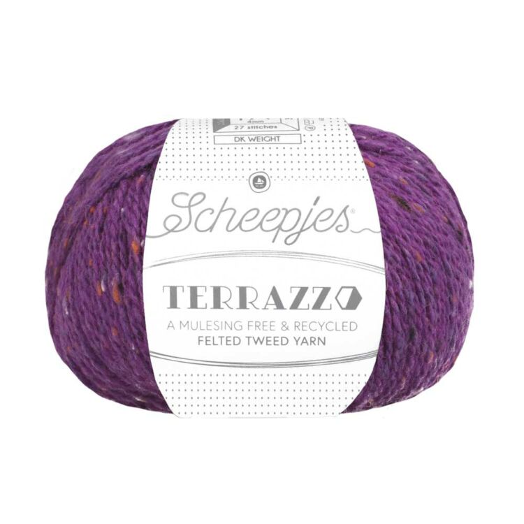 Scheepjes Terrazzo 729 Prugna - szilva lila gyapjú fonal - plum purple tweed wool yarn