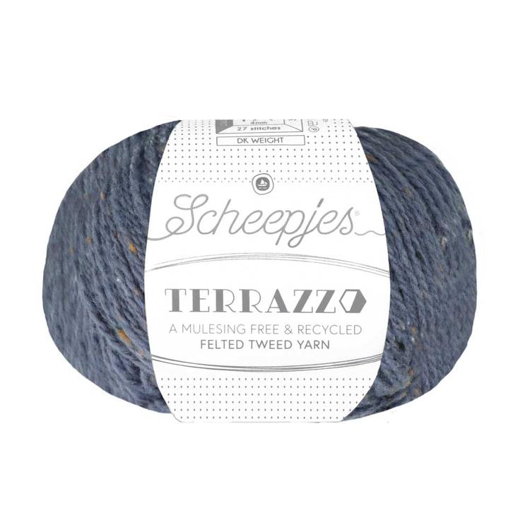 Scheepjes Terrazzo 732 Acciaio - acélkék gyapjú fonal - steel blue tweed wool yarn