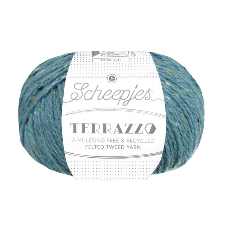 Scheepjes Terrazzo 735 Fontana - kék gyapjú fonal - blue tweed wool yarn
