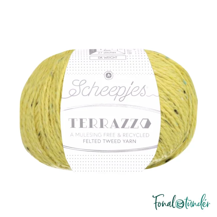 Scheepjes Terrazzo 701 Girasole - napsárga gyapjú fonal - yellow tweed wool yarn