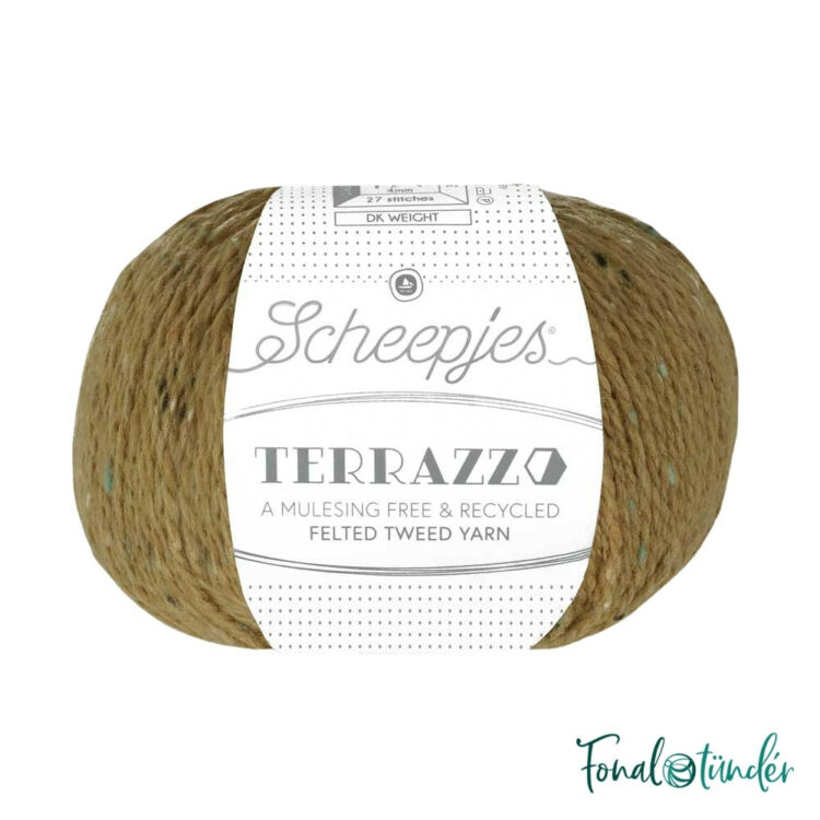 Scheepjes Terrazzo 704 Acero - világosbarna gyapjú fonal - lightbrown tweed wool yarn