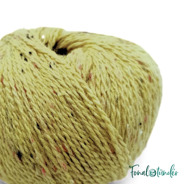 Scheepjes Terrazzo 705 Crisoberillo - sárgászöld gyapjú fonal - yellowish green tweed wool yarn