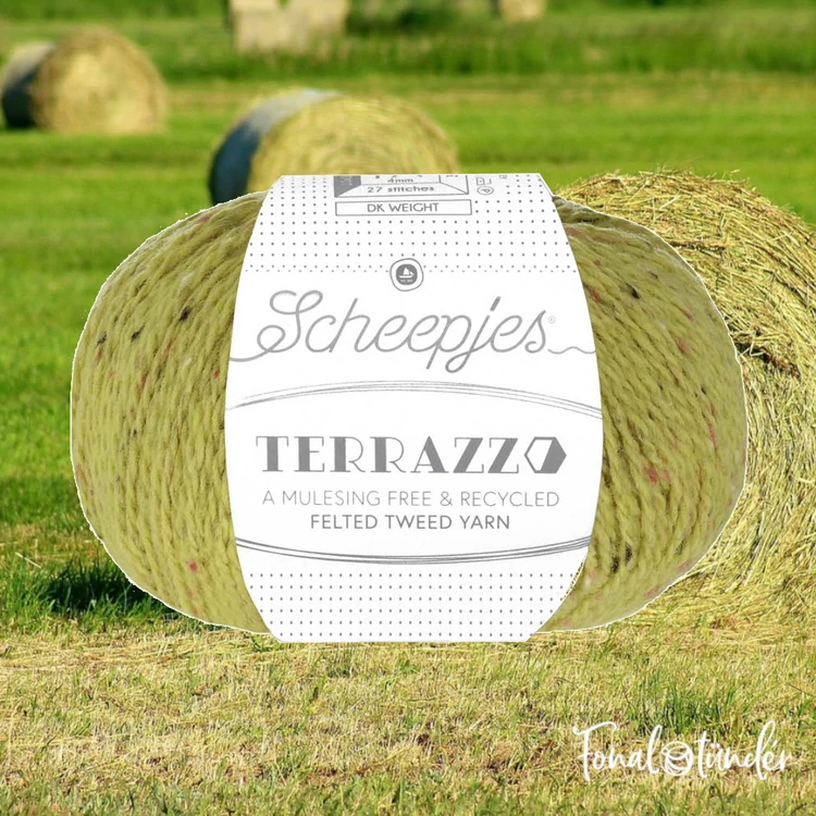 Scheepjes Terrazzo 706 Paglia - sárgászöld gyapjú fonal - yellow-green tweed wool yarn