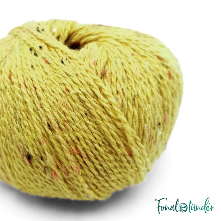 Scheepjes Terrazzo 706 Paglia - sárgászöld gyapjú fonal - yellow-green tweed wool yarn