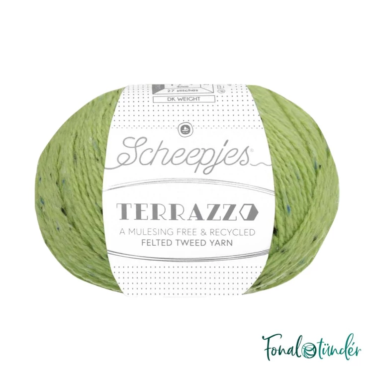 Scheepjes Terrazzo 708 Pistacchio - világoszöld gyapjú fonal - green tweed wool yarn