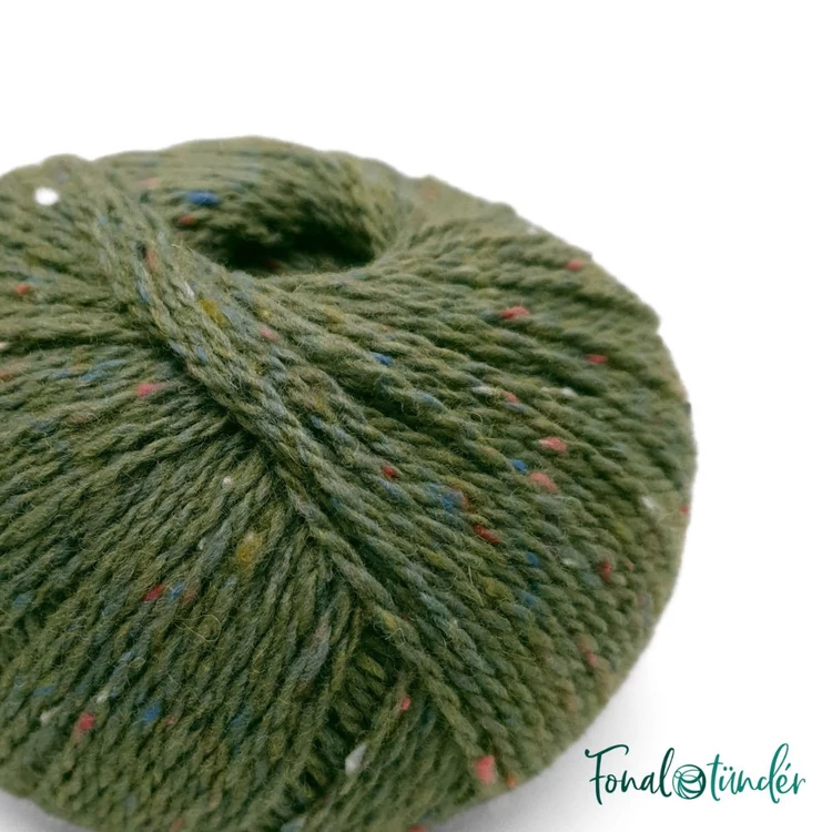 Scheepjes Terrazzo 710 Pera - sötétzöld gyapjú fonal - green tweed wool yarn