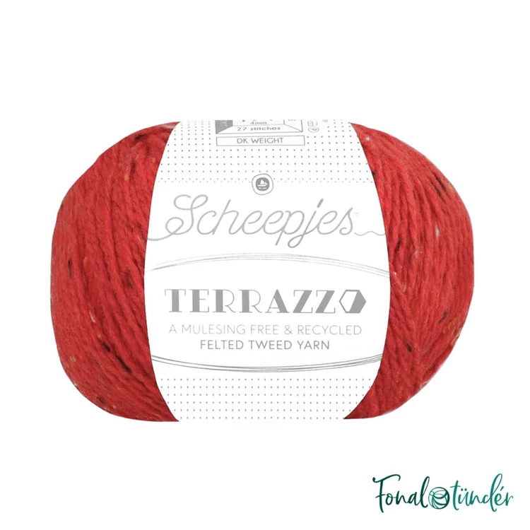 Scheepjes Terrazzo 718 Scarlatto - skarlátvörös gyapjú fonal - red tweed wool yarn