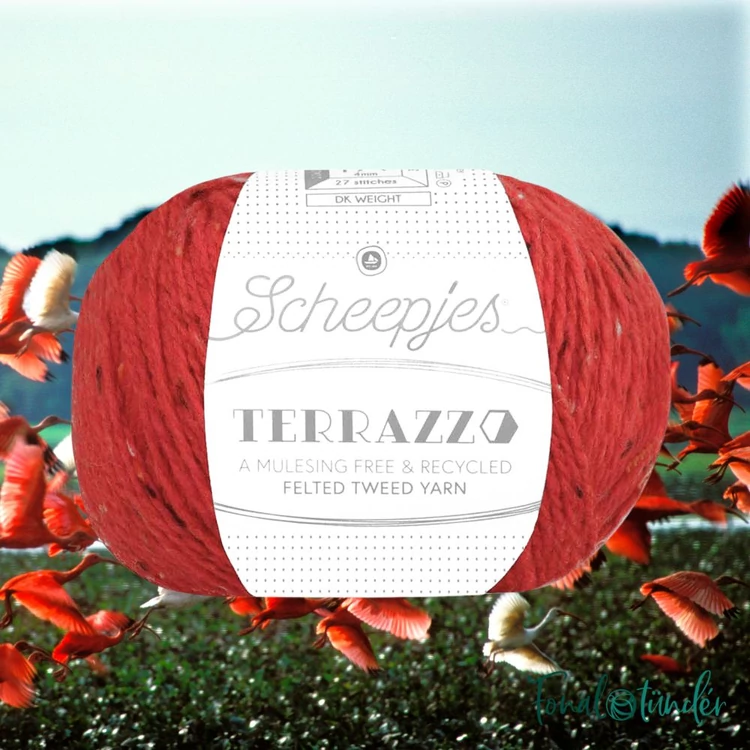 Scheepjes Terrazzo 718 Scarlatto - skarlátvörös gyapjú fonal - red tweed wool yarn