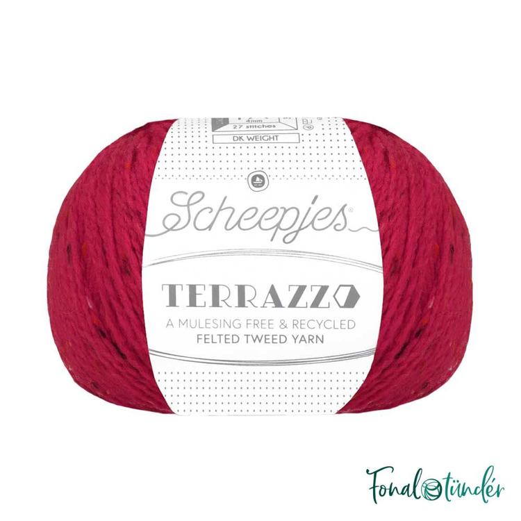 Scheepjes Terrazzo 719 Cremisi - karmazsin vörös gyapjú fonal - red tweed wool yarn