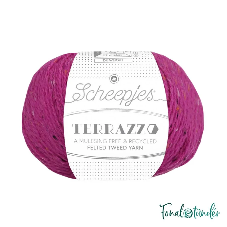 Scheepjes Terrazzo 721 Lampone - málna lila gyapjú fonal - purple tweed wool yarn