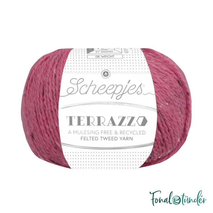 Scheepjes Terrazzo 722 Anguria - sötétrózsaszín gyapjú fonal - pink tweed wool yarn