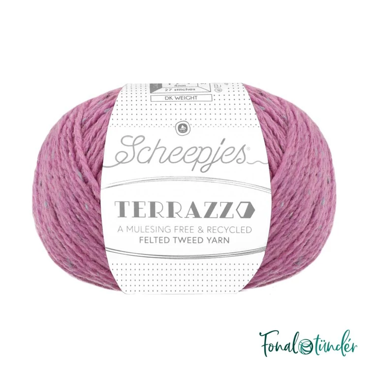 Scheepjes Terrazzo 724 Garofano - rózsaszín gyapjú fonal - pink tweed wool yarn - 02