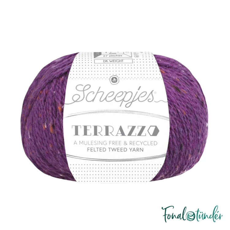 Scheepjes Terrazzo 729 Prugna - szilva lila gyapjú fonal - plum purple tweed wool yarn