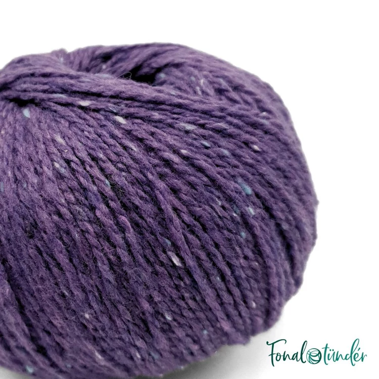 Scheepjes Terrazzo 730 Melanzana - padlizsán lila gyapjú fonal - eggplant purple tweed wool yarn