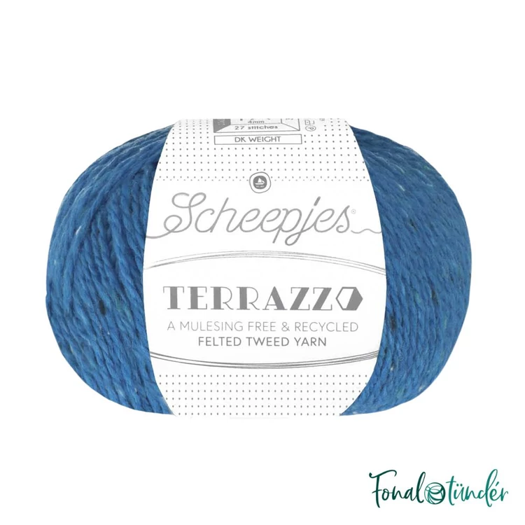 Scheepjes Terrazzo 733 Zaffiro - zafírkék gyapjú fonal - sapphire blue tweed wool yarn
