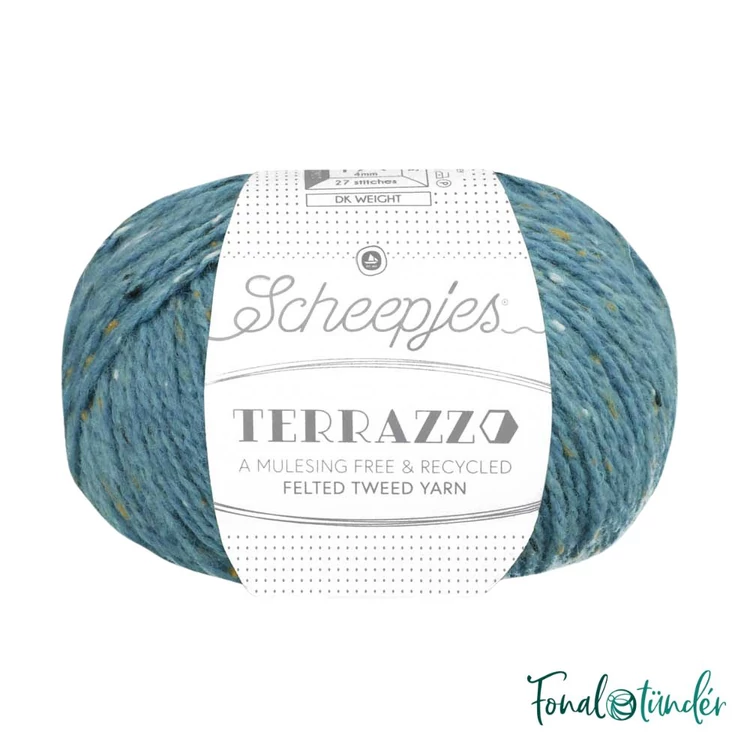 Scheepjes Terrazzo 735 Fontana - kék gyapjú fonal - blue tweed wool yarn