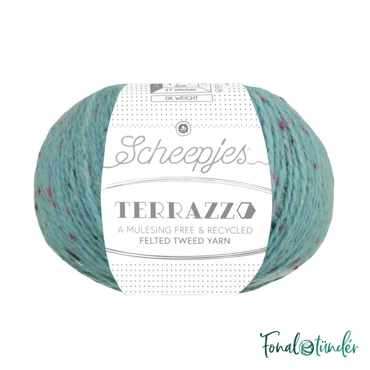 Scheepjes Terrazzo 738 Lago - kék gyapjú fonal - blue tweed wool yarn - 02
