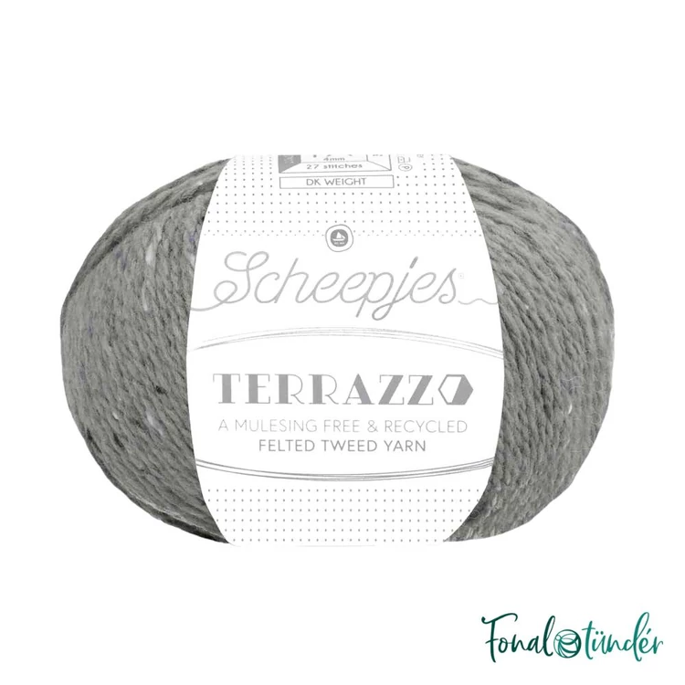 Scheepjes Terrazzo 741 Cenere - hamuszürke gyapjú fonal - ash gray tweed wool yarn