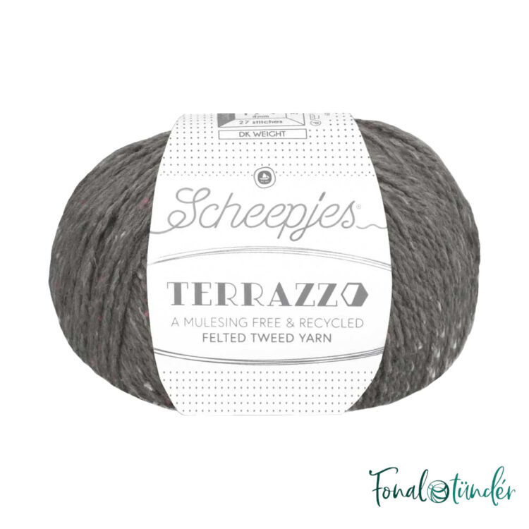 Scheepjes Terrazzo 7742 Pietra - sötétszürke gyapjú fonal - stone-gray tweed wool yarn