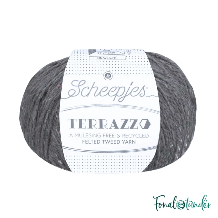 Scheepjes Terrazzo 742 Pietra - sötétszürke gyapjú fonal - stone-gray tweed wool yarn