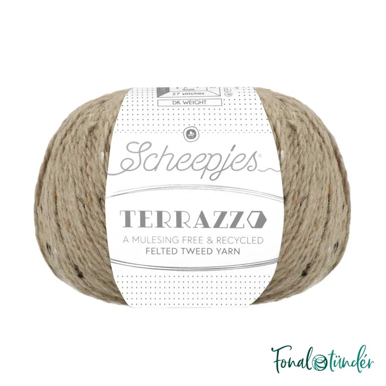 Scheepjes Terrazzo 746 Sabbia - homokszín gyapjú fonal - sand beige tweed wool yarn