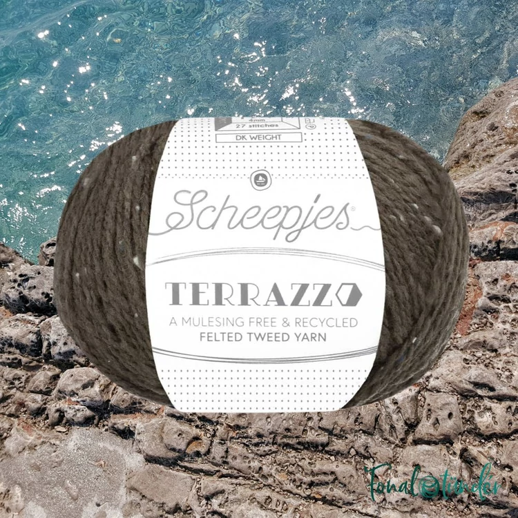 Scheepjes Terrazzo 747 Tortora - sötét barnás szürke gyapjú fonal - brown-gray tweed wool yarn - 2