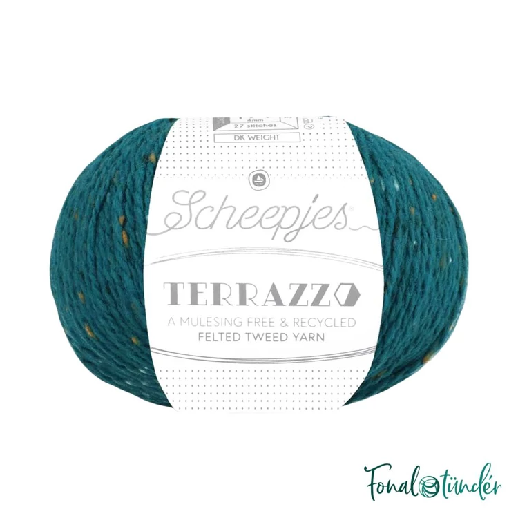 Scheepjes Terrazzo 751 Reale - türkizkék gyapjú fonal - turquoise tweed wool yarn