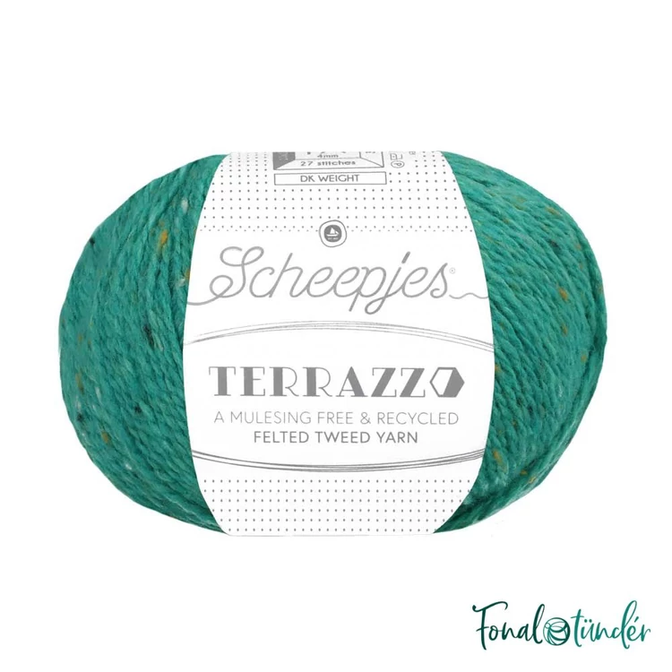 Scheepjes Terrazzo 753 Pavone - türkiz gyapjú fonal - turquoise tweed wool yarn - 02