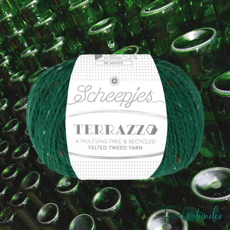 Scheepjes Terrazzo 759 Verde Bottiglia - sötétzöld gyapjú fonal - dark green tweed wool yarn