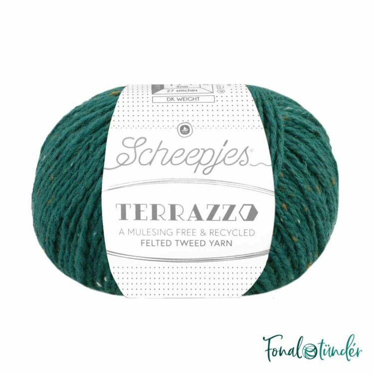 Scheepjes Terrazzo 760 Giungla - sötétzöld gyapjú fonal - dark green tweed wool yarn